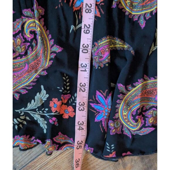 MIMI MATERNITY Paisley Wrap Dress L Black Bohemian Tie Back Long Sleeve - Picture 6 of 7